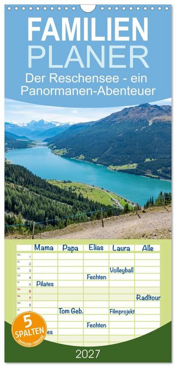 Produktbild: Familienplaner 2027 - Der Reschensee - ein Panormanen-Abenteuer mit 5 Spalten (Wandkalender, 21 x 45 cm) CALVENDO