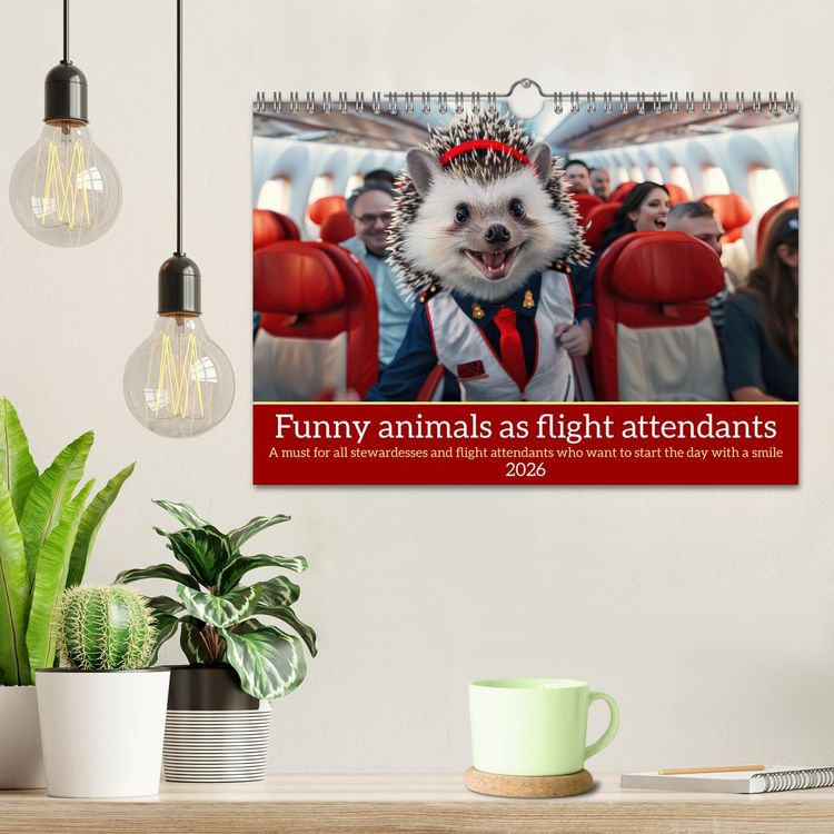 Produktbild: Funny animals as flight attendants (Wall Calendar 2026 DIN A4 landscape), CALVENDO 12 Month Wall Calendar
