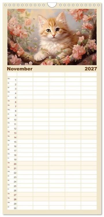 Produktbild: Familienplaner 2027 - Tierisch s&uuml;&szlig;! mit 5 Spalten (Wandkalender, 21 x 45 cm) CALVENDO