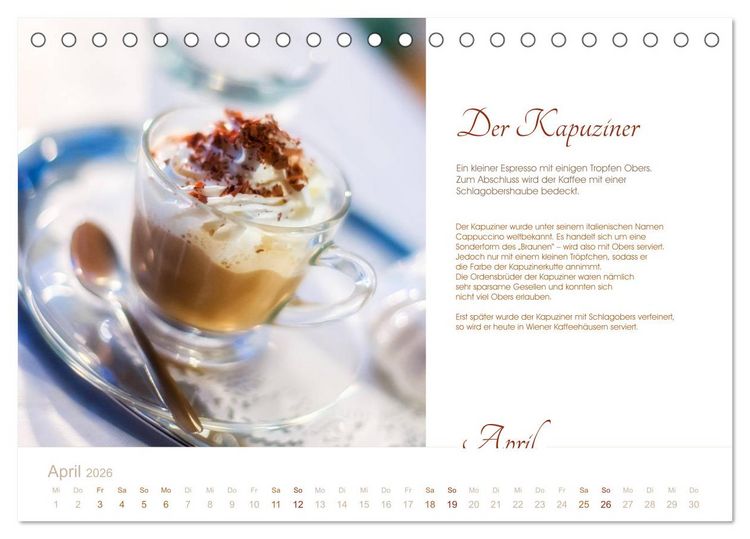 Produktbild: Wiener Kaffeerezepte (Tischkalender 2026 DIN A5 quer), CALVENDO Monatskalender