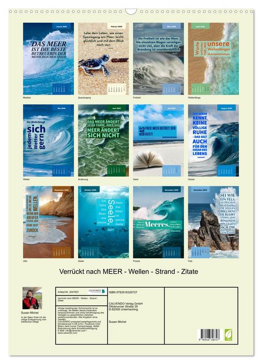 Produktbild: Verr&uuml;ckt nach MEER - Wellen - Strand - Zitate (Wandkalender 2026 DIN A2 hoch), CALVENDO Monatskalender