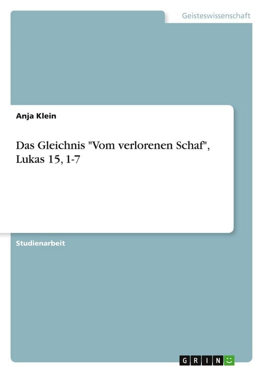 Produktbild: Das Gleichnis "Vom verlorenen Schaf", Lukas 15, 1-7