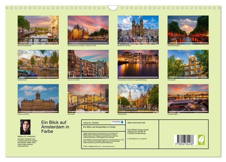 Produktbild: Ein Blick auf Amsterdam in Farbe (Wandkalender 2027 DIN A3 quer), CALVENDO Monatskalender