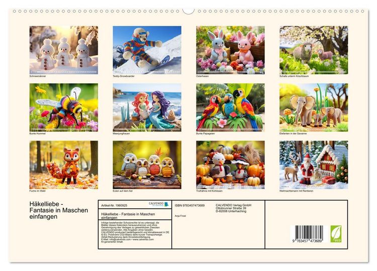 Produktbild: H&auml;kelliebe - Fantasie in Maschen einfangen (hochwertiger Premium Wandkalender 2026 DIN A2 quer), Kunstdruck in Hochglanz