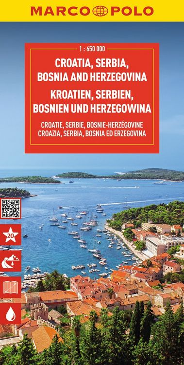Produktbild: MARCO POLO Reisekarte Kroatien, Serbien, Bosnien und Herzegowina 1:650.000
