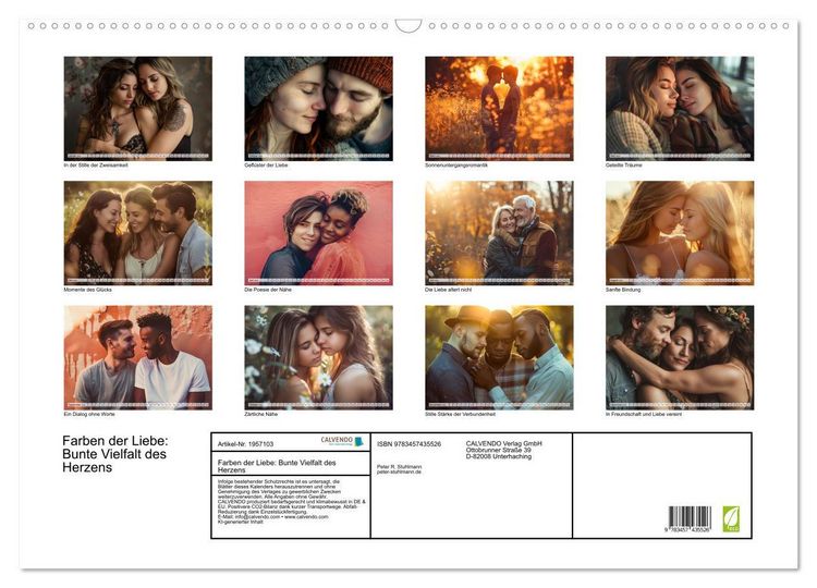 Produktbild: Farben der Liebe: Bunte Vielfalt des Herzens (Wandkalender 2026 DIN A2 quer), CALVENDO Monatskalender