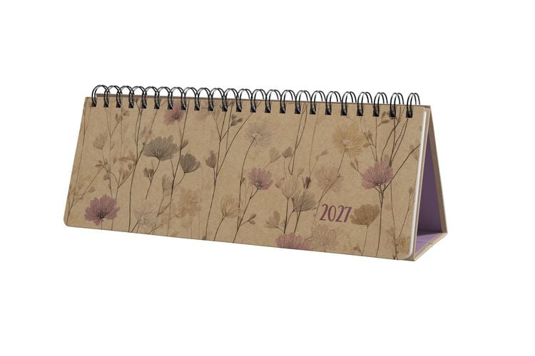 Produktbild: SIGEL 7J900 Tischkalender Jolie 2027, 1/2 A4 quer, braun, lila, beige