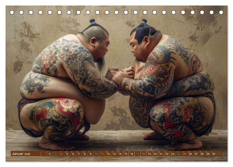 Produktbild: Sumo - Japans schwere Ringer (Tischkalender 2026 DIN A5 quer), CALVENDO Monatskalender
