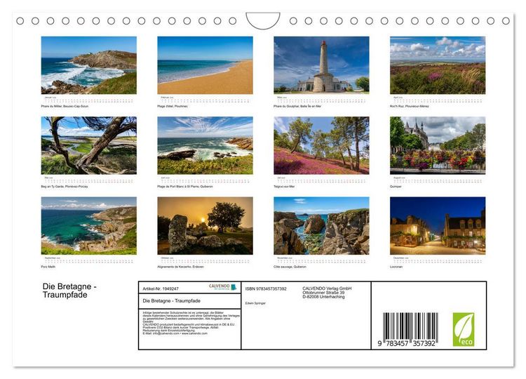 Produktbild: Die Bretagne - Traumpfade (Wandkalender 2026 DIN A4 quer), CALVENDO Monatskalender