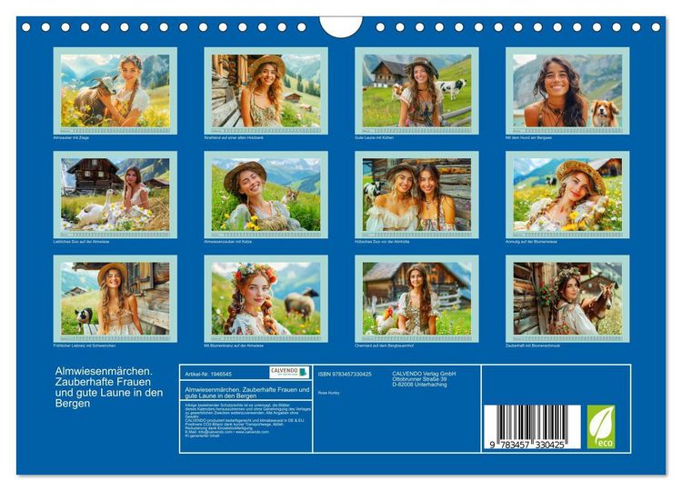 Produktbild: Almwiesenm&auml;rchen. Zauberhafte Frauen und gute Laune in den Bergen (Wandkalender 2026 DIN A4 quer), CALVENDO Monatskalender