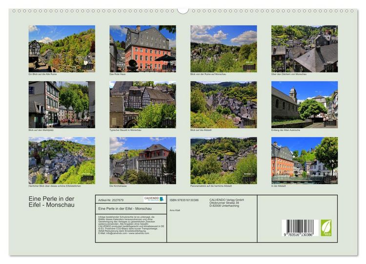 Produktbild: Eine Perle in der Eifel - Monschau (hochwertiger Premium Wandkalender 2026 DIN A2 quer), Kunstdruck in Hochglanz