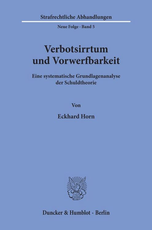 Produktbild: Verbotsirrtum und Vorwerfbarkeit.