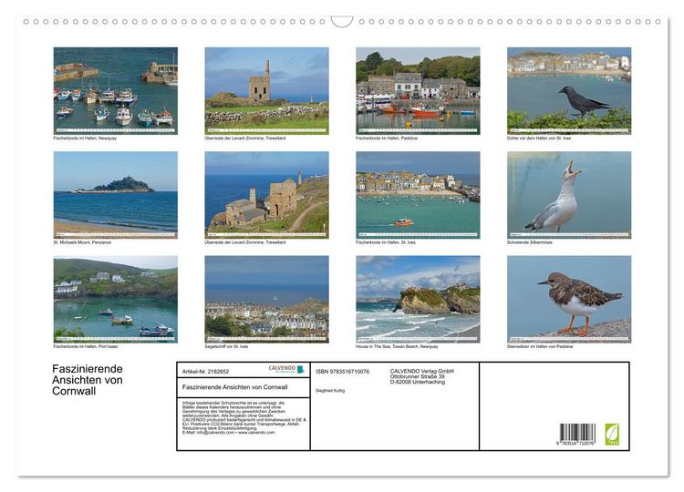 Produktbild: Faszinierende Ansichten von Cornwall (Wandkalender 2026 DIN A2 quer), CALVENDO Monatskalender