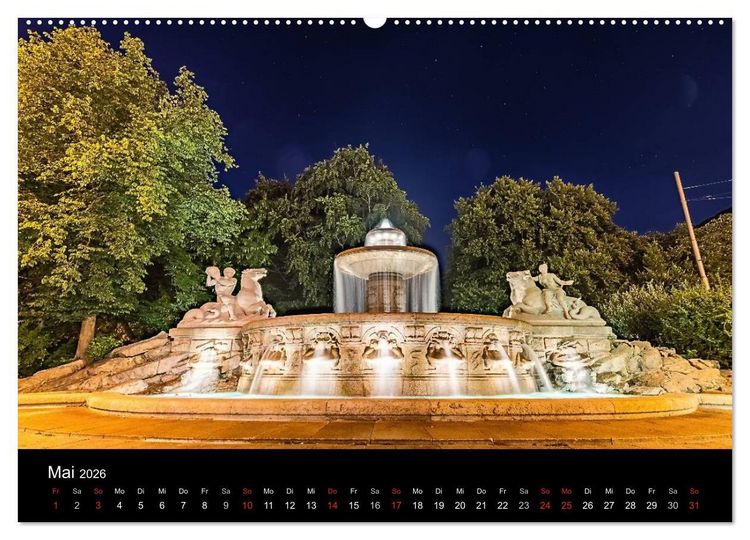 Produktbild: M&uuml;nchen bei Nacht (hochwertiger Premium Wandkalender 2026 DIN A2 quer), Kunstdruck in Hochglanz