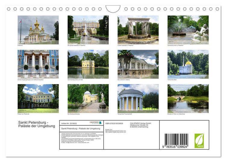 Produktbild: Sankt Petersburg - Pal&auml;ste der Umgebung (Wandkalender 2026 DIN A4 quer), CALVENDO Monatskalender
