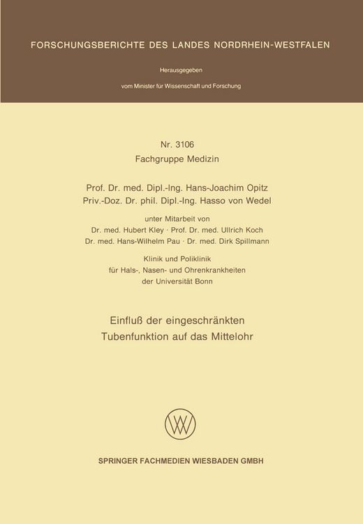Produktbild: Einflu&szlig; der eingeschr&auml;nkten Tubenfunktion auf das Mittelohr