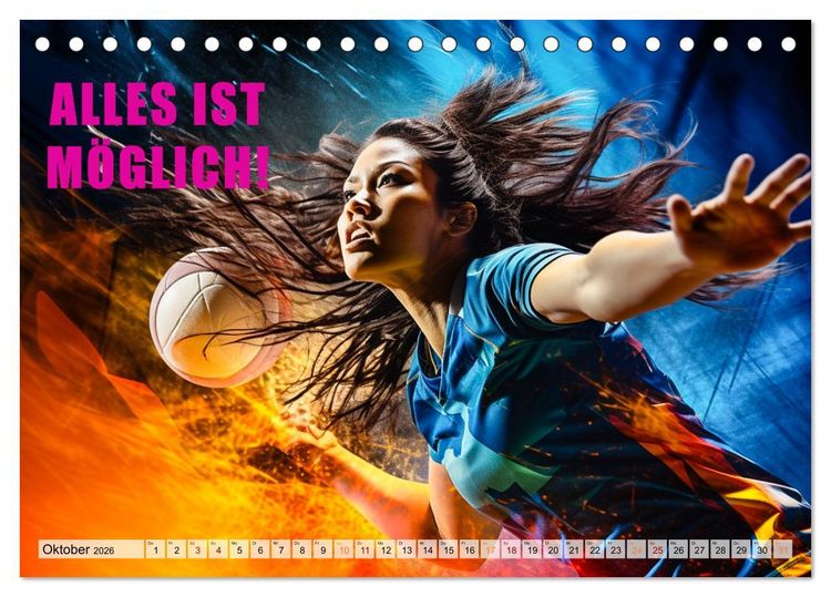 Produktbild: Volleyball und Motivation (Tischkalender 2026 DIN A5 quer), CALVENDO Monatskalender