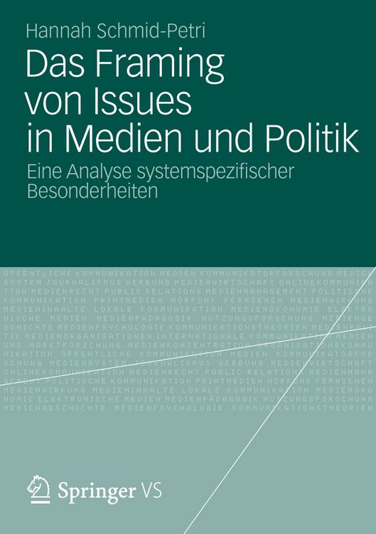 Produktbild: Das Framing von Issues in Medien und Politik