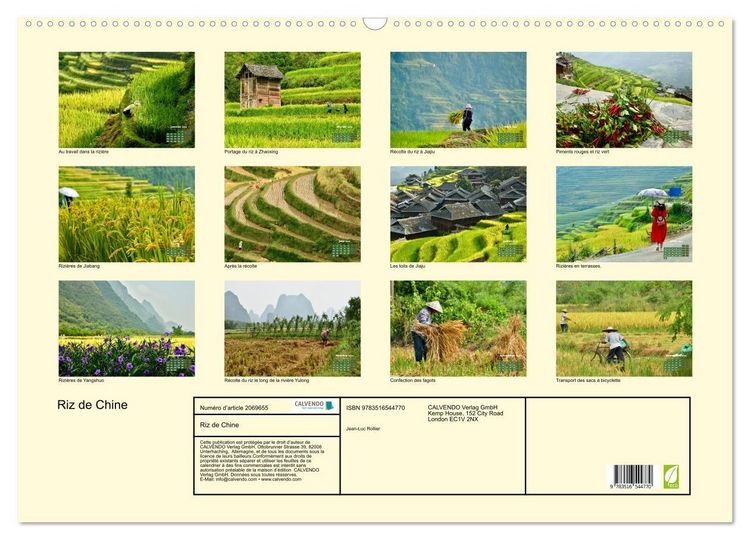 Produktbild: Riz de Chine (Calendrier mural 2026 DIN A2 vertical), CALVENDO calendrier mensuel
