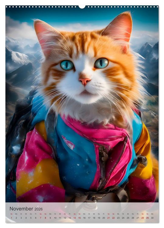 Produktbild: Outdoorsport f&uuml;r Katzen (hochwertiger Premium Wandkalender 2026 DIN A2 hoch), Kunstdruck in Hochglanz