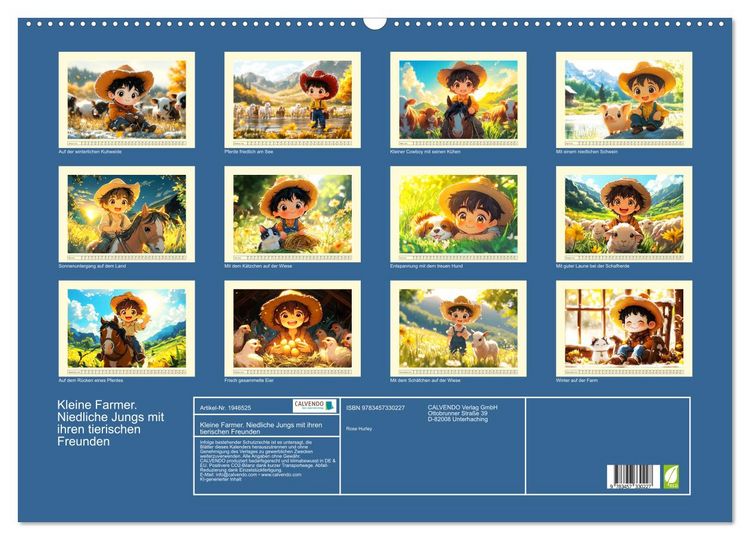 Produktbild: Kleine Farmer. Niedliche Jungs mit ihren tierischen Freunden (Wandkalender 2026 DIN A2 quer), CALVENDO Monatskalender