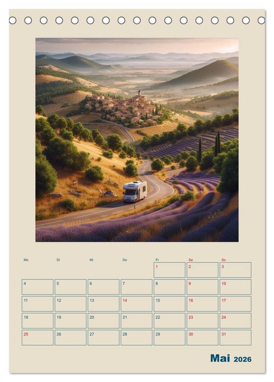 Produktbild: Traumreisen im Wohnmobil (Tischkalender 2026 DIN A5 hoch), CALVENDO Monatskalender