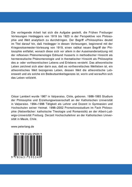 Produktbild: Philosophie und Welt beim jungen Heidegger
