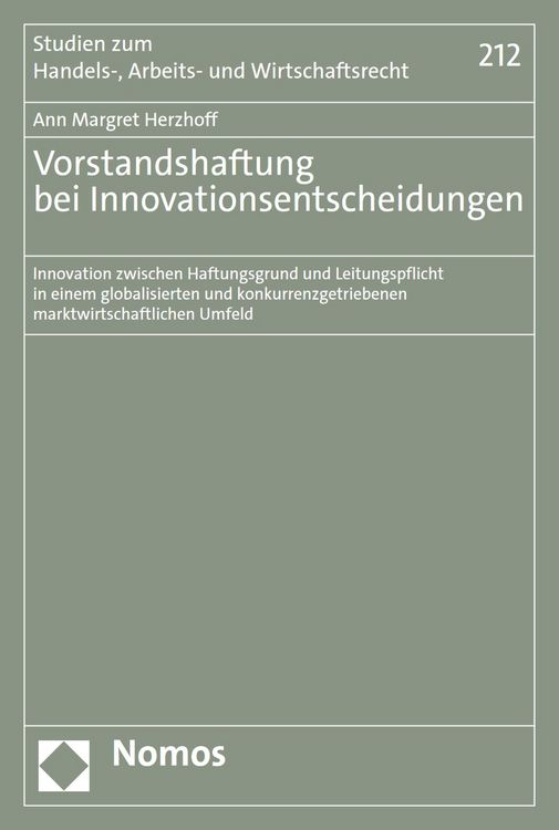 Produktbild: Vorstandshaftung bei Innovationsentscheidungen