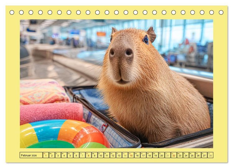 Produktbild: Capybaras on Tour. Wasserschweine als Weltenbummler (Tischkalender 2026 DIN A5 quer), CALVENDO Monatskalender