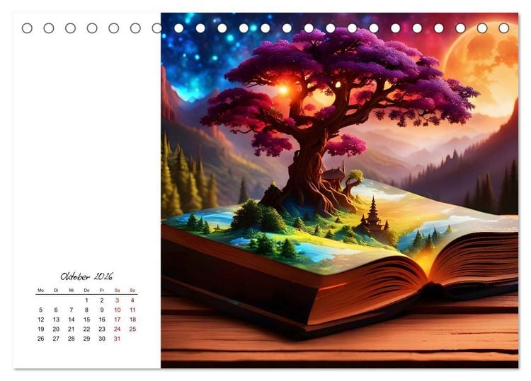 Produktbild: Fantastische surreale B&uuml;cherwelten (Tischkalender 2026 DIN A5 quer), CALVENDO Monatskalender