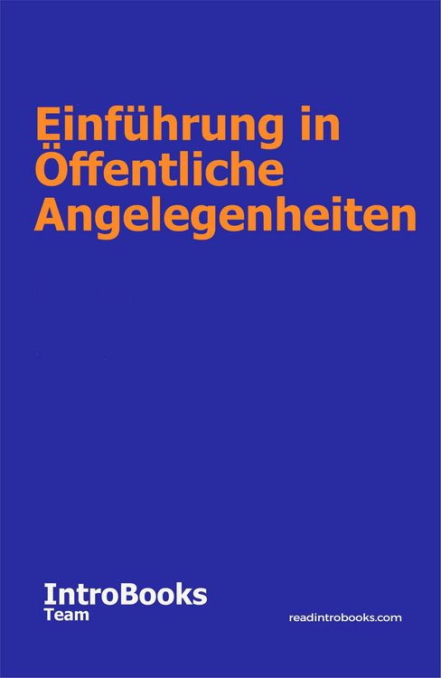 Produktbild: Einf&uuml;hrung in &Ouml;ffentliche Angelegenheiten