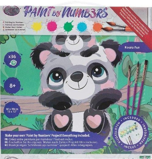 Produktbild: Craft Buddy PBN-3030-022 - Paint by Numbers, Koala Fun, 30x30cm, Malen-nach-Zahlen Kids