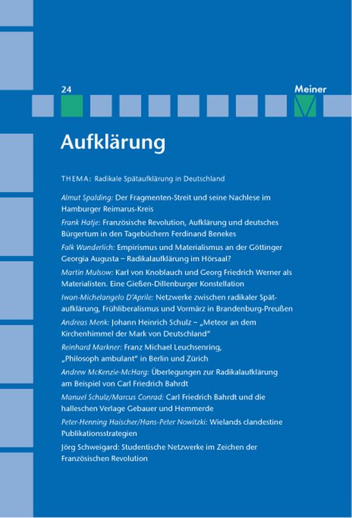 Produktbild: Aufkl&auml;rung, Band 24: Radikale Sp&auml;taufkl&auml;rung in Deutschland