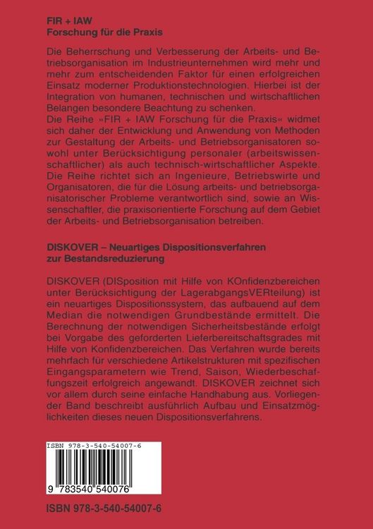 Produktbild: DISKOVER Neuartiges Dispositionsverfahren zur Bestandsreduzierung