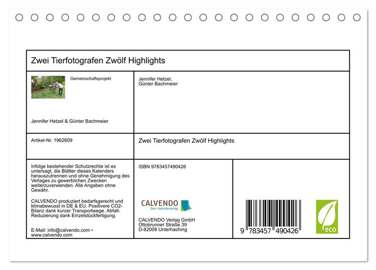 Produktbild: Zwei Tierfotografen Zw&ouml;lf Highlights (Tischkalender 2026 DIN A5 quer), CALVENDO Monatskalender