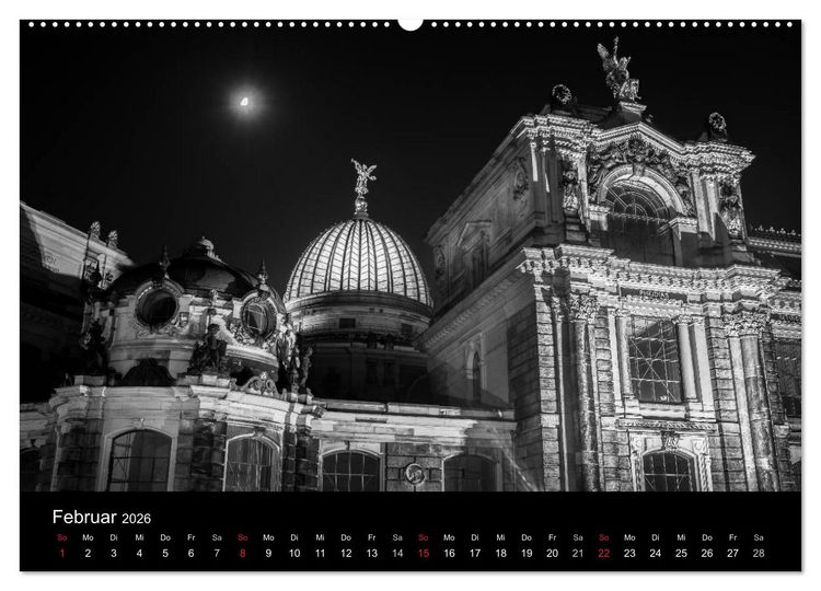 Produktbild: Dresden - Elbflorenz bei Nacht (hochwertiger Premium Wandkalender 2026 DIN A2 quer), Kunstdruck in Hochglanz
