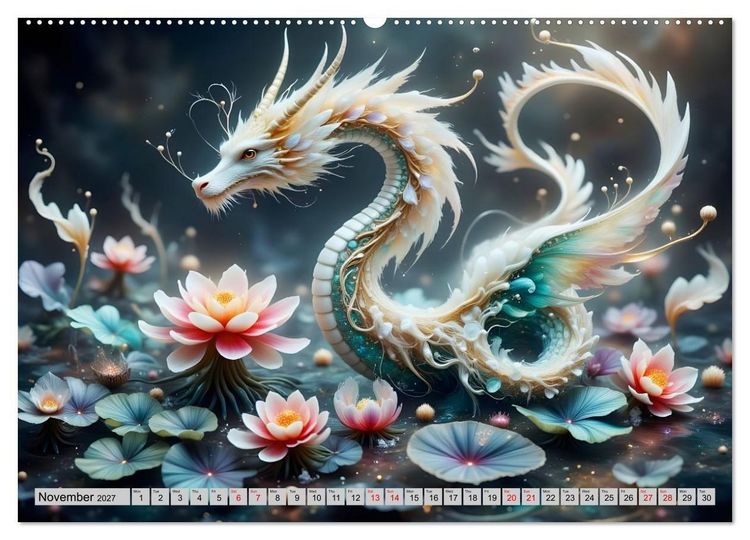 Produktbild: Lotus blossom dragons (High Quality Premium Wall Calendar 2027 DIN A2 landscape),CALVENDO 12 Month Wall Calendar