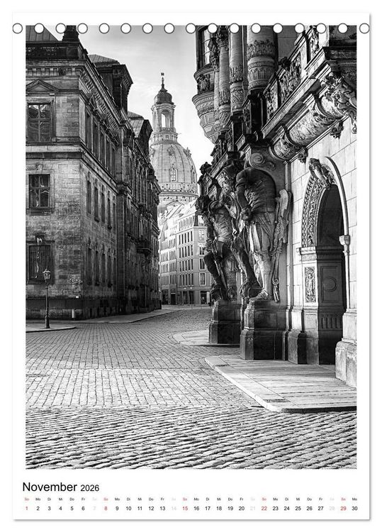 Produktbild: Dresden Traumstadt in Schwarz-Wei&szlig; (Tischkalender 2026 DIN A5 hoch), CALVENDO Monatskalender