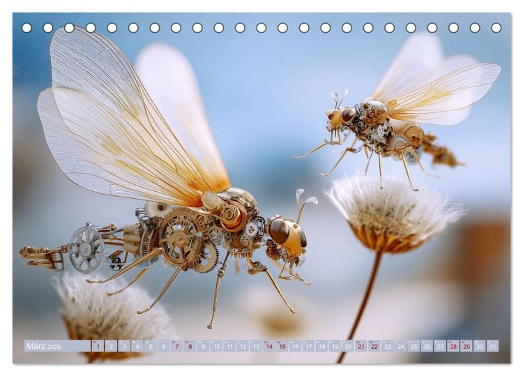Produktbild: Insecta Mechanica. Fantastische Fl&uuml;gelwesen zwischen Technik und Natur (Tischkalender 2026 DIN A5 quer), CALVENDO Monatskalender