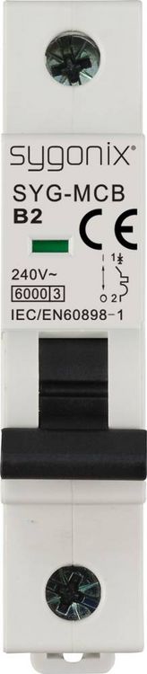 Produktbild: Sygonix SY-6437976 SYG-MCB 1P/B2/6KA Leitungsschutzschalter 1polig 2A 240 V/AC
