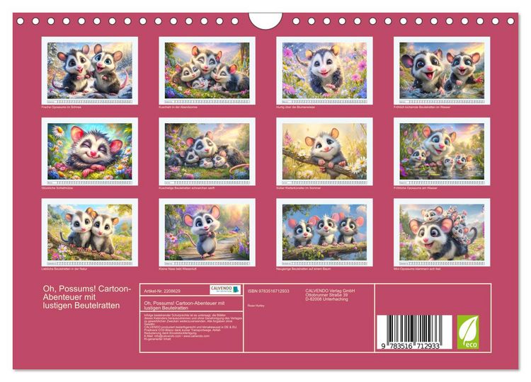 Produktbild: Oh, Possums! Cartoon-Abenteuer mit lustigen Beutelratten (Wandkalender 2026 DIN A4 quer), CALVENDO Monatskalender