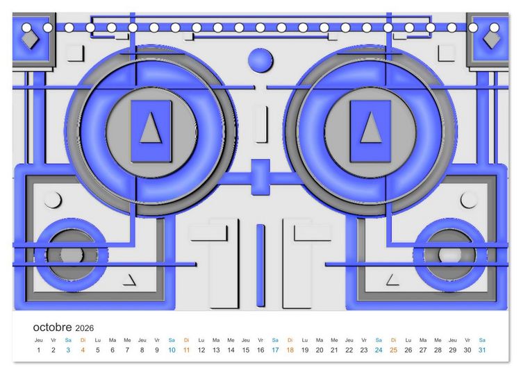 Produktbild: L'art abstrait aux mille facettes (Calendrier de bureau 2026 DIN A5 vertical), CALVENDO calendrier mensuel