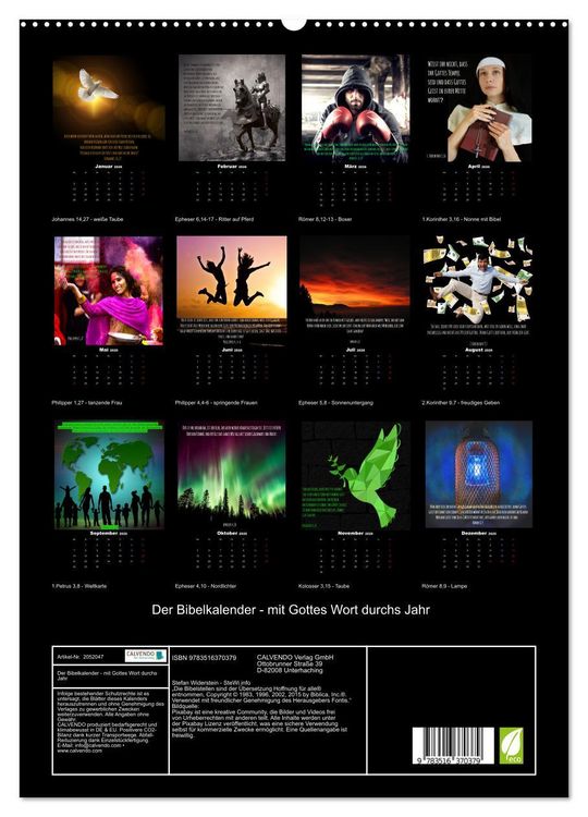 Produktbild: Der Bibelkalender - mit Gottes Wort durchs Jahr (Wandkalender 2026 DIN A2 hoch), CALVENDO Monatskalender