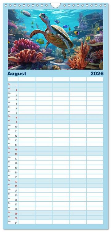 Produktbild: Familienplaner 2026 - Unten im Meer ist was los mit 5 Spalten (Wandkalender, 21 x 45 cm) CALVENDO