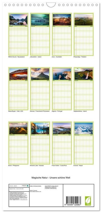 Produktbild: Familienplaner 2027 - Magische Natur - Unsere sch&ouml;ne Welt mit 5 Spalten (Wandkalender, 21 x 45 cm) CALVENDO