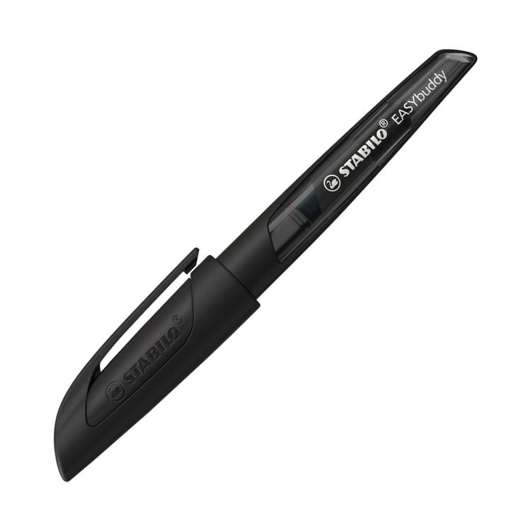 Produktbild: STABILO Schulf&uuml;ller mit Standard-Feder M -   EASYbuddy Twilight Sky in schwarz/schwarz - Schreibfarbe blau (l&ouml;schbar) - Einzelstift - inkl. Patrone