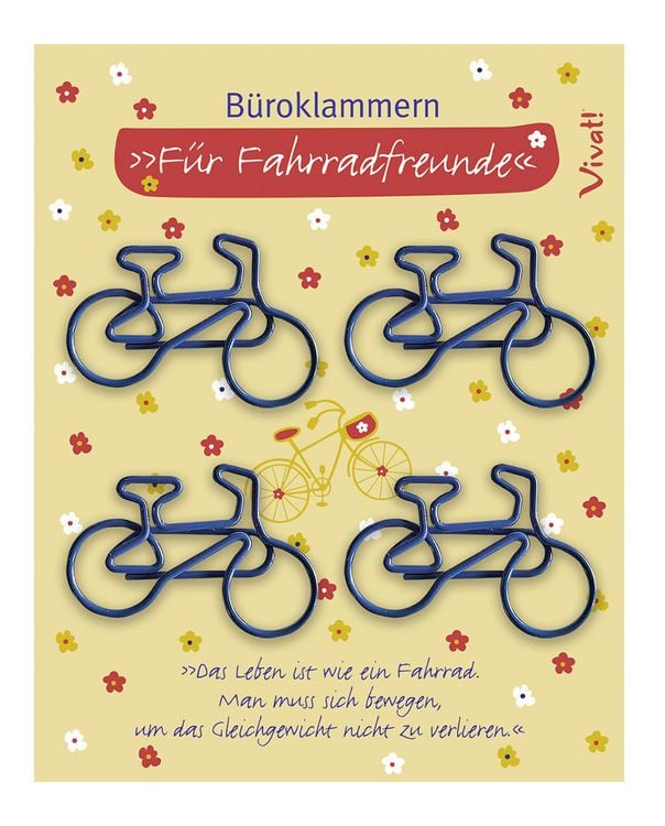Produktbild: 4er-Set B&uuml;roklammern &raquo;Fahrradfreunde&laquo;