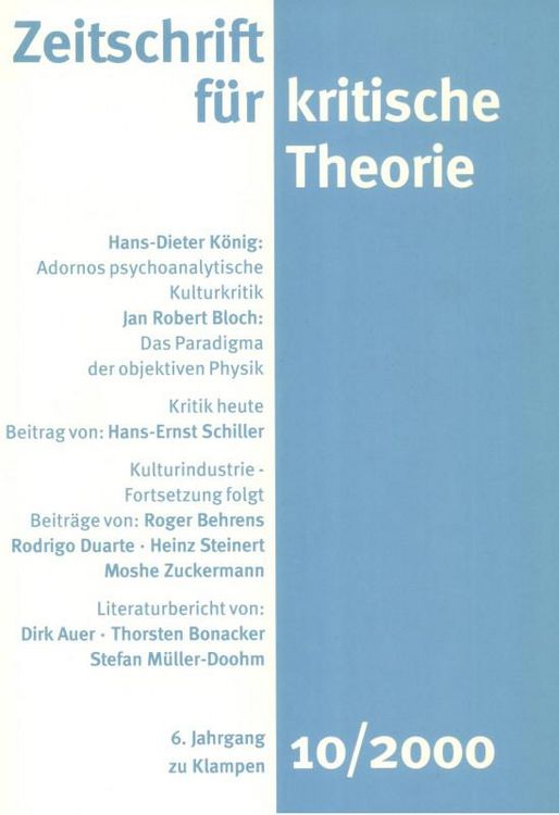 Produktbild: Zeitschrift f&uuml;r kritische Theorie / Zeitschrift f&uuml;r kritische Theorie, Heft 10 (2000)