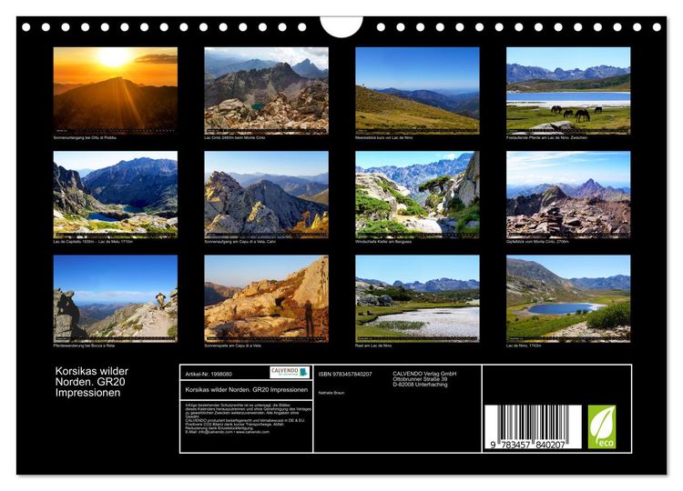 Produktbild: Korsikas wilder Norden. GR20 Impressionen (Wandkalender 2026 DIN A4 quer), CALVENDO Monatskalender