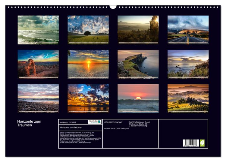 Produktbild: Horizonte zum Tr&auml;umen (Wandkalender 2026 DIN A2 quer), CALVENDO Monatskalender